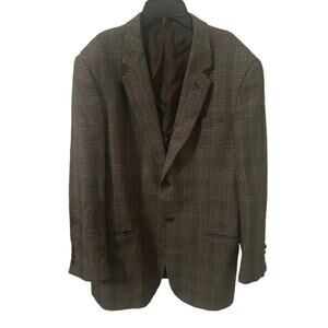 ARMANI Collezioni Men's 100% Wool Plaid 2-Button Blazer - Brown- EU 52R / US 42R